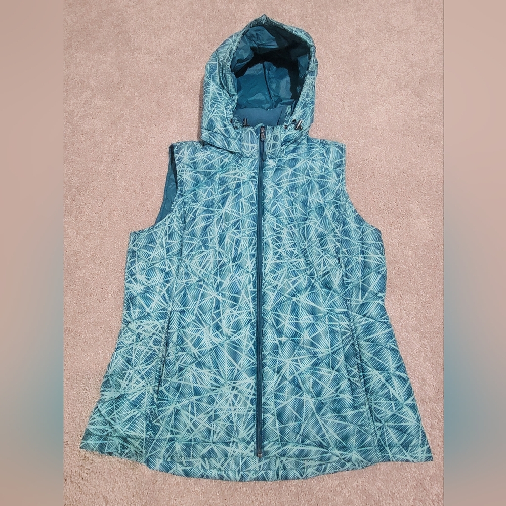 Hooded Puff Vest - Teal - size L